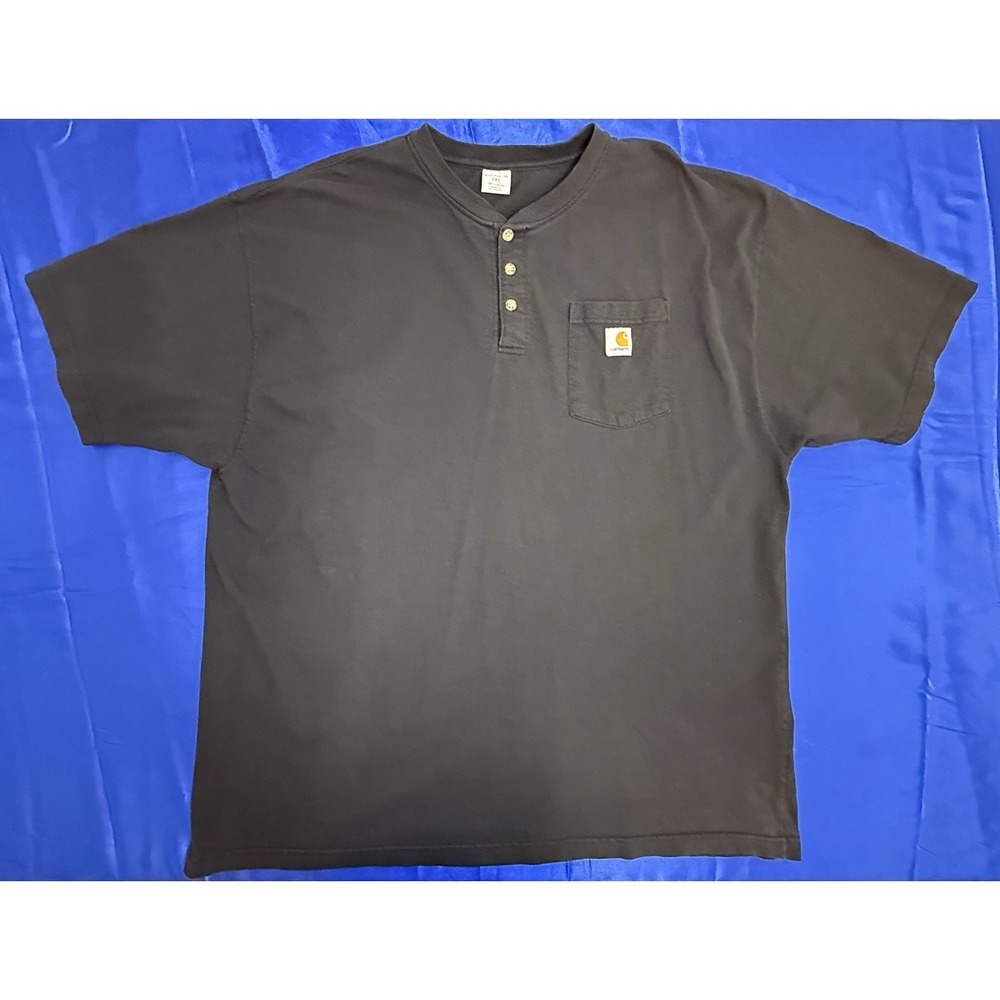 Carhartt Men's 2XL Dearborn Loose Henley Black Heavyweight T-Shirt Workwear